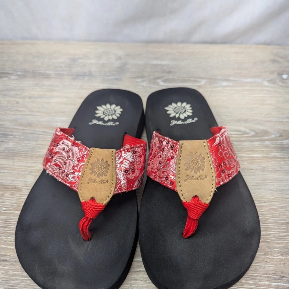 Yellow Box Red Bandana Strap Thong Sandals